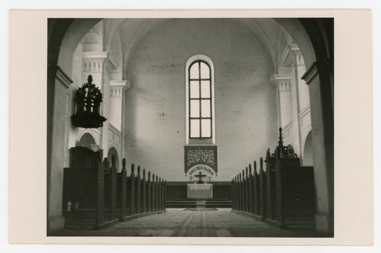 Kėdainių evangelikų reformatų bažnyčios vidus, 1934 m.